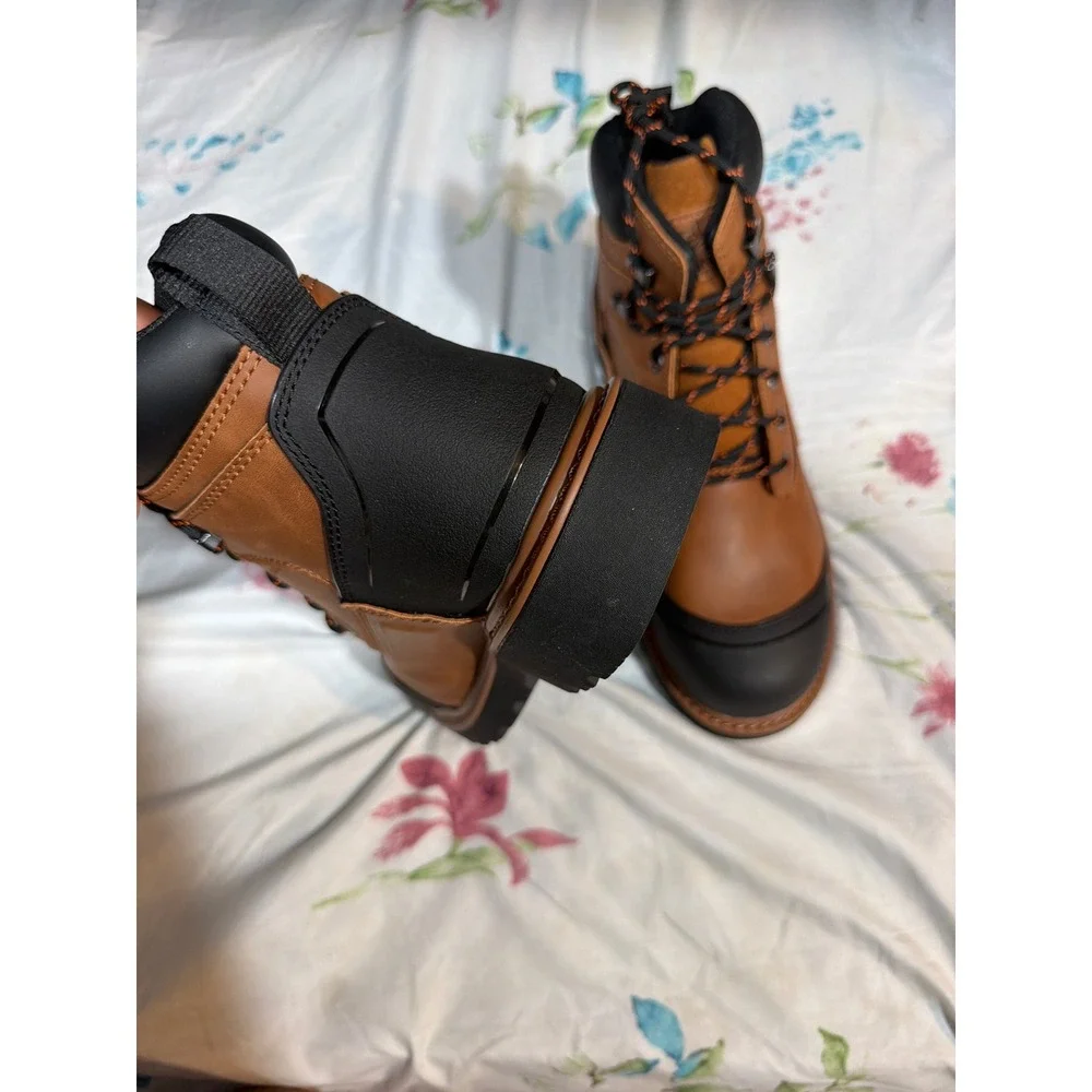 Yelang Mens Steel Toe Work Boots Brown Leather Industrial Safety Shoes 8.5EW